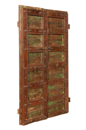 Biscottini Porta portone in legno massello e ferro da interno o da esterno vecchia e antica medievale scorrevole