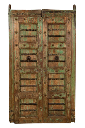 Biscottini Porta portone in legno massello e ferro da interno o da esterno vecchia e antica medievale scorrevole