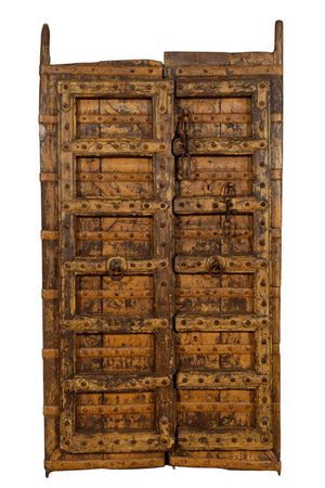 Biscottini Porta portone in legno massello e ferro da interno o da esterno vecchia e antica medievale scorrevole