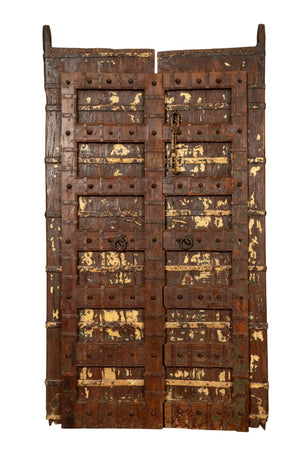 Biscottini Porta portone in legno massello e ferro da interno o da esterno vecchia e antica medievale scorrevole