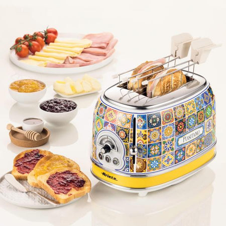 ARIETE TOASTER POSITANO EDITION (155) - TOSTAPANE ELETTRICO IN METALLO - 6 LIVELLI DORATURA - ESPULSIONE AUTOMATICA - 2 FETTE -810W