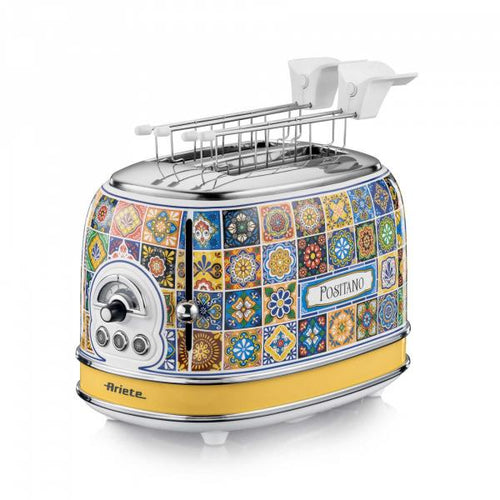 ARIETE TOASTER POSITANO EDITION (155) - TOSTAPANE ELETTRICO IN METALLO - 6 LIVELLI DORATURA - ESPULSIONE AUTOMATICA - 2 FETTE -810W