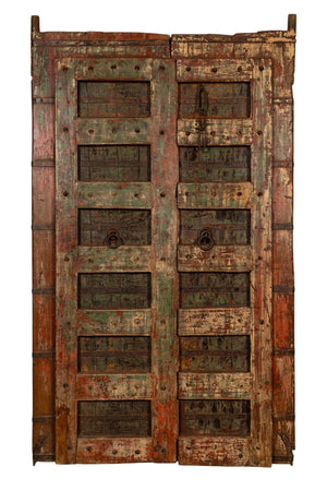 Biscottini Porta portone in legno massello e ferro da interno o da esterno vecchia e antica medievale scorrevole