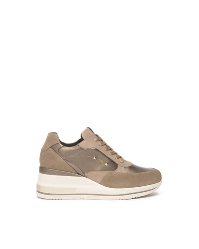 Nero Giardini sneakers donna in suede pelle e vernice beige I514130D501