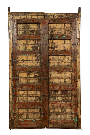 Biscottini Porta portone in legno massello e ferro da interno o da esterno vecchia e antica medievale scorrevole