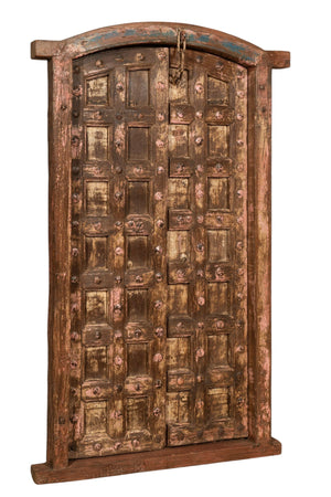 Biscottini Porta portone in legno massello e ferro da interno o da esterno vecchia e antica medievale scorrevole