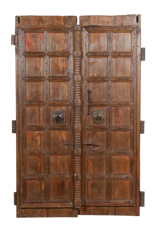 Biscottini Porta portone in legno massello e ferro da interno o da esterno vecchia e antica medievale scorrevole