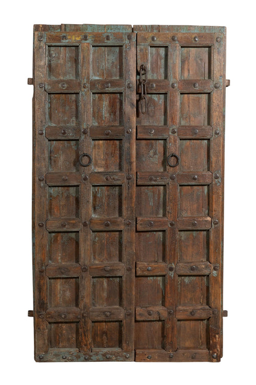 Biscottini Porta portone in legno massello e ferro da interno o da esterno vecchia e antica medievale scorrevole