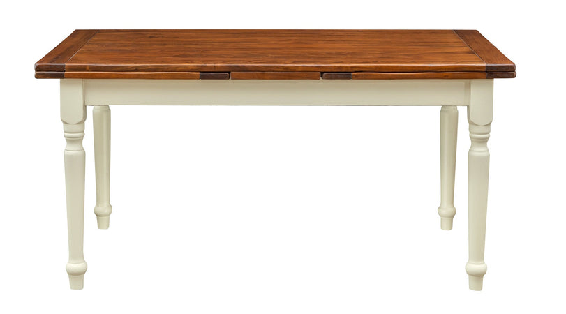 Biscottini Tavolo allungabile Country con struttura bianca anticata piano noce in legno massello di tiglio Made in Italy