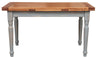 Biscottini Tavolo allungabile in legno massello di tiglio struttura grigio anticato piano finitura naturale. Made in Italy