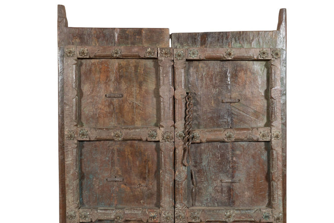 Biscottini Porta portone in legno massello e ferro da interno o da esterno vecchia e antica medievale scorrevole