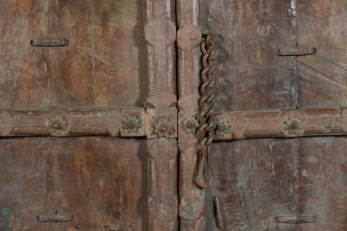 Biscottini Porta portone in legno massello e ferro da interno o da esterno vecchia e antica medievale scorrevole
