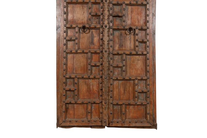 Biscottini Porta portone in legno massello e ferro da interno o da esterno vecchia e antica medievale scorrevole