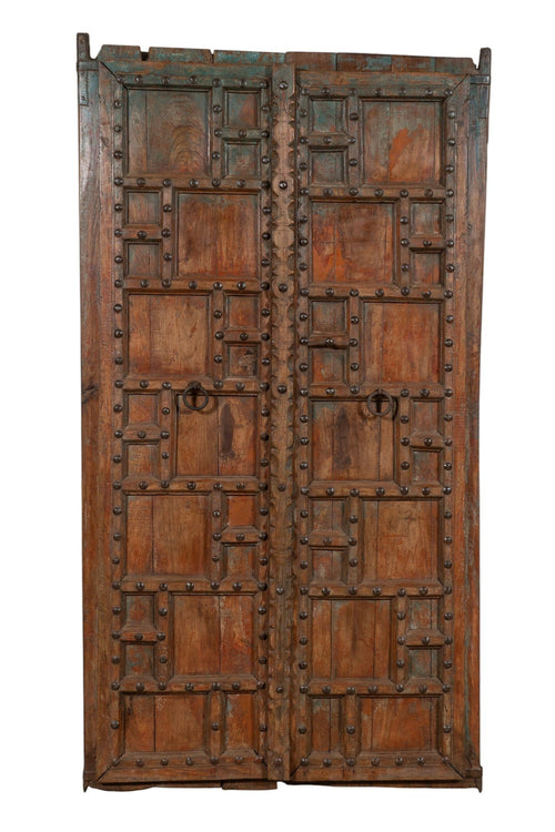 Biscottini Porta portone in legno massello e ferro da interno o da esterno vecchia e antica medievale scorrevole