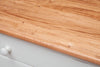Biscottini Comò Country in legno massello di tiglio struttura bianca anticata piano finitura naturale L114xPR49xH99 cm. Made in Italy