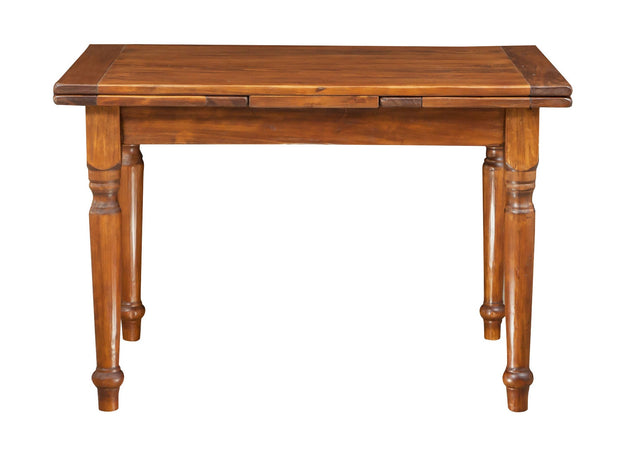 Biscottini Tavolo Country allungabile in legno massello di tiglio finitura noce L120xPR80xH80 cm. Made in Italy