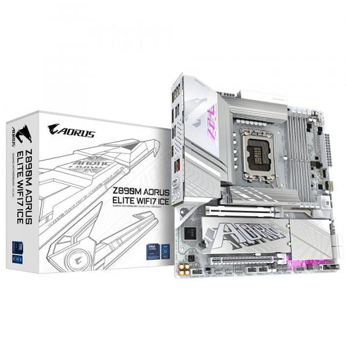 Scheda madre Gigabyte Z890M AORUS ELITE WIFI7 ICE - Supporto processori Intel Core Ultra (Series 2) Socket 1851 - Ram 4x DDR5 - Hdmi, DisplayPort - RAID 0,1,5,10 - 8x Usb3.2 / 2x Usb2.0 - GLan - Au