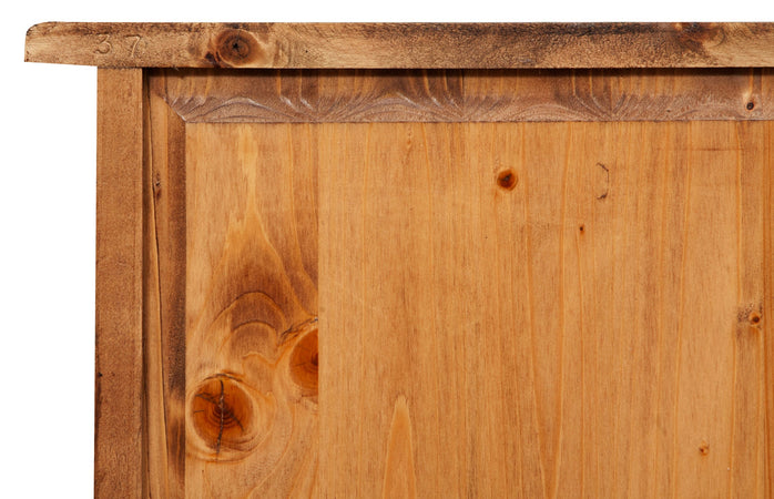 Biscottini Comodino Country in legno massello di tiglio finitura noce L50xPR35xH70 cm. Made in Italy