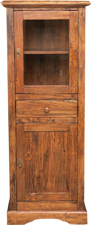 Biscottini Biscottini Vetrina Country Legno Massello Tiglio Noce 55x43x150 Mobile Italy