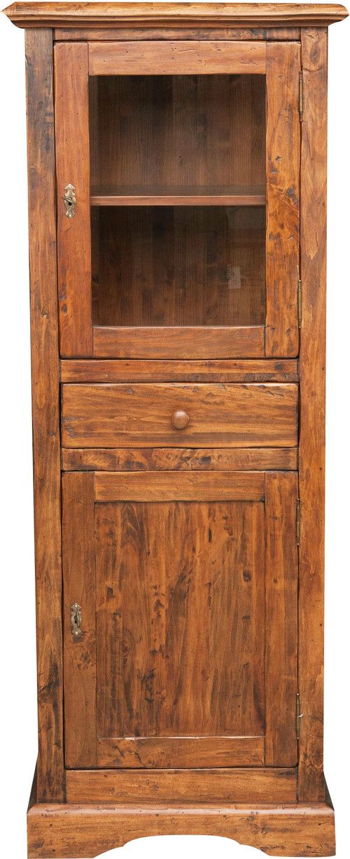 Biscottini Biscottini Vetrina Country Legno Massello Tiglio Noce 55x43x150 Mobile Italy