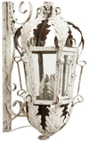 Biscottini Lampada applique a muro elettrificata in ferro battuto finitura bianca anticata L32xPR42,5xH91 cm