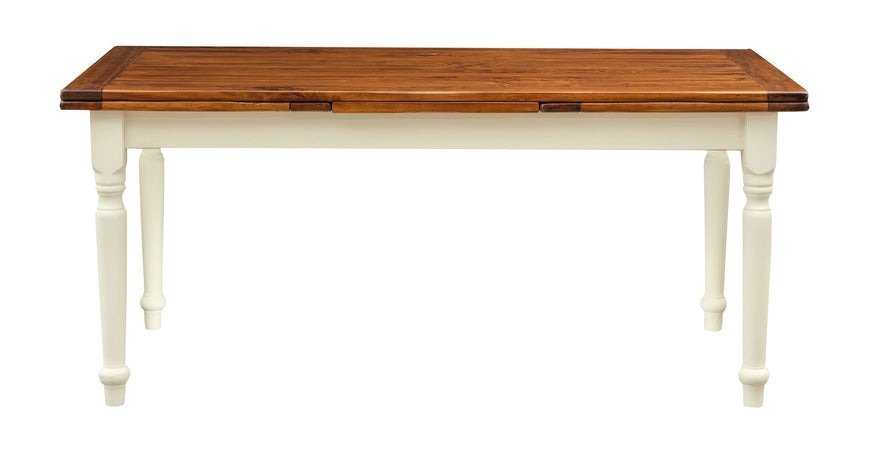 Biscottini Tavolo allungabile Country in legno massello di tiglio struttura bianca anticata piano noce Made in Italy