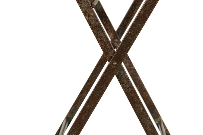 Biscottini Tavolino Vassoio Pieghevole Biscottini Ferro Battuto Ruggine Anticato 70x76