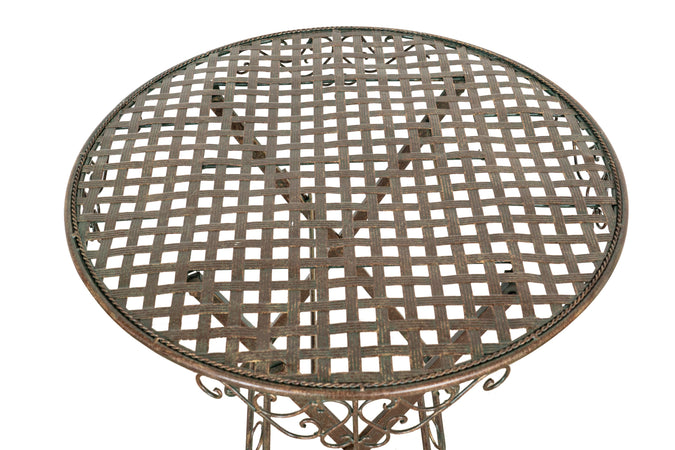 Biscottini Tavolino Vassoio Pieghevole Biscottini Ferro Battuto Ruggine Anticato 70x76