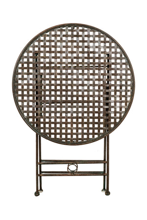 Biscottini Tavolino Vassoio Pieghevole Biscottini Ferro Battuto Ruggine Anticato 70x76