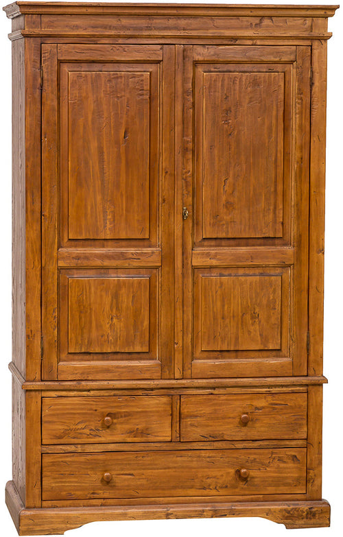 Biscottini Armadio Country in legno massello di tiglio finitura noce L120xPR59xH197 cm. Made in Italy