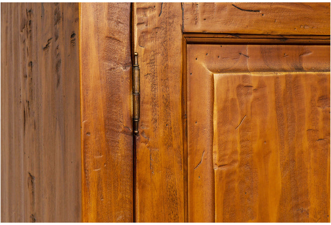 Biscottini Armadio Country in legno massello di tiglio finitura noce L120xPR59xH197 cm. Made in Italy