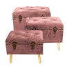 Set 3 Pouf contenitori in velluto per arredamento moderno Bauli con piedi in legno h 48 cm