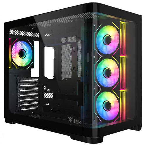 Case Itek DARK CAVE CURVED - Gaming Tower, ATX, 4x12cm ARGB fan, 2xUSB3, Type-C, Side & Front Panel Temp Glass