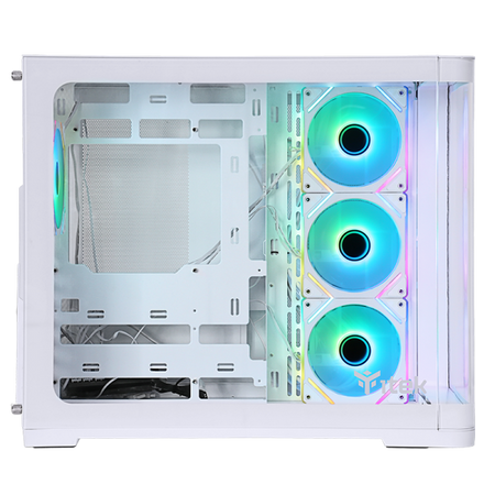 Case Itek DARK CAVE CURVED - Gaming Tower, ATX, 4x12cm ARGB fan, 2xUSB3, Type-C, Side & Front Panel Temp Glass, White Edition