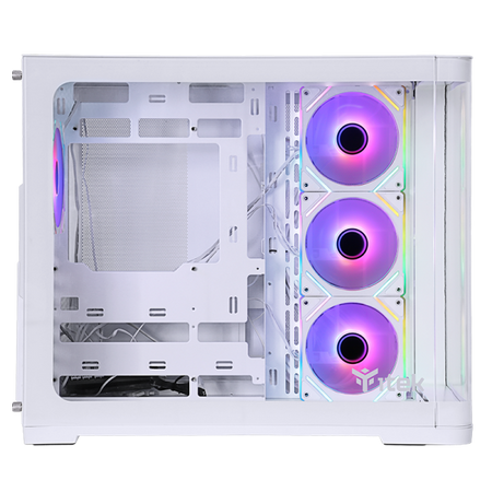 Case Itek DARK CAVE CURVED - Gaming Tower, ATX, 4x12cm ARGB fan, 2xUSB3, Type-C, Side & Front Panel Temp Glass, White Edition