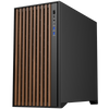 Case WOODY - Gaming Tower- ATX- 3x14cm Black fan- 2xUSB3- Type-C- Wood Front- Temp Glass Side Panel