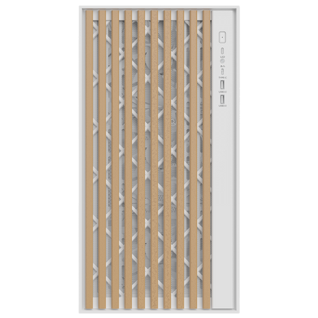 Case WOODY - Gaming Tower- ATX- 3x14cm White fan- 2xUSB3- Type-C- Wood Front- Temp Glass Side Panel- White Edtion