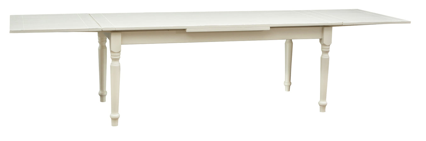 Biscottini Tavolo Country allungabile in legno massello di tiglio finitura bianca anticata L200xPR90xH80 cm. Made in Italy