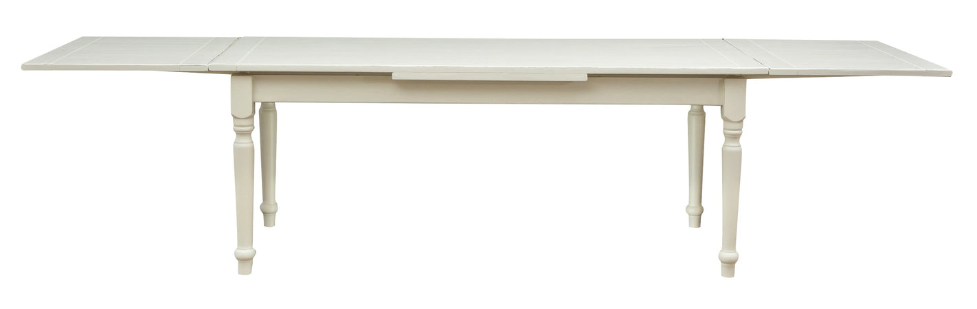 Biscottini Tavolo Country allungabile in legno massello di tiglio finitura bianca anticata L200xPR90xH80 cm. Made in Italy