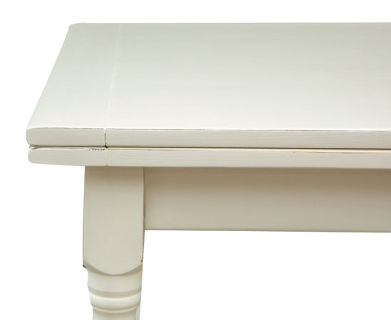 Biscottini Tavolo Country allungabile in legno massello di tiglio finitura bianca anticata L200xPR90xH80 cm. Made in Italy
