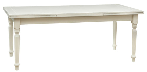 Biscottini Tavolo Country allungabile in legno massello di tiglio finitura bianca anticata L200xPR90xH80 cm. Made in Italy