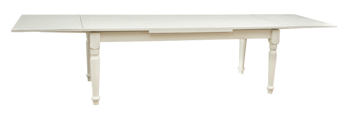 Biscottini Tavolo Country allungabile in legno massello di tiglio finitura bianca anticata L220xPR100xH80 cm. Made in Italy