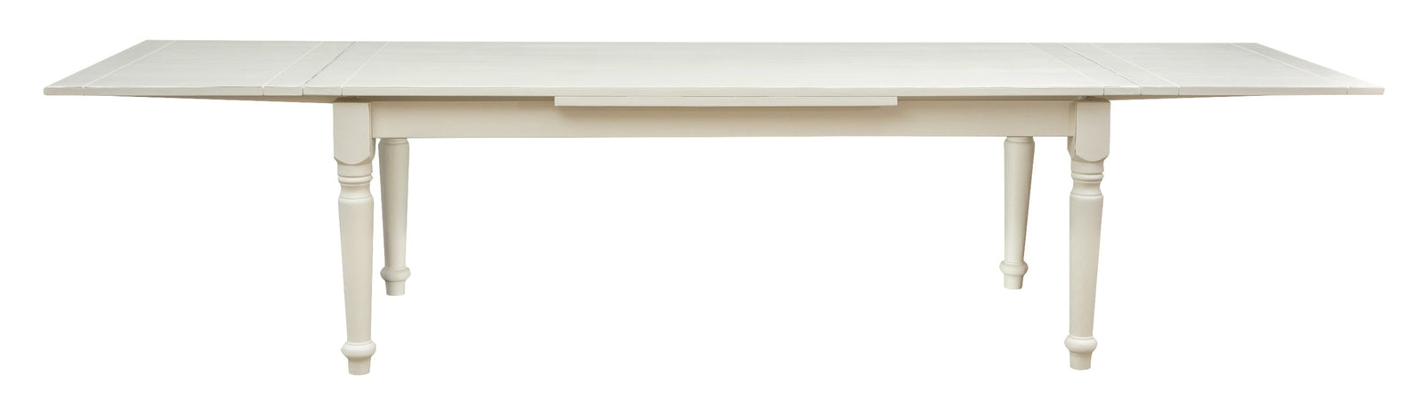 Biscottini Tavolo Country allungabile in legno massello di tiglio finitura bianca anticata L220xPR100xH80 cm. Made in Italy