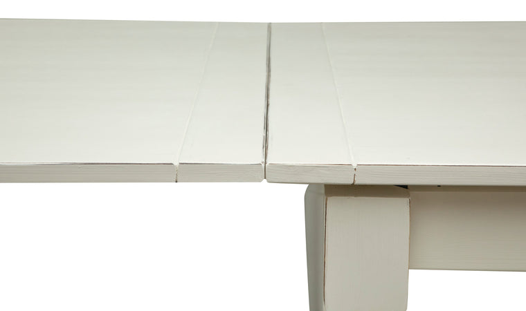 Biscottini Tavolo Country allungabile in legno massello di tiglio finitura bianca anticata L220xPR100xH80 cm. Made in Italy