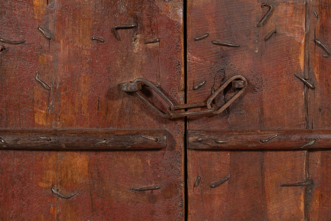 Biscottini Porta portone in legno massello e ferro da interno o da esterno vecchia e antica medievale scorrevole