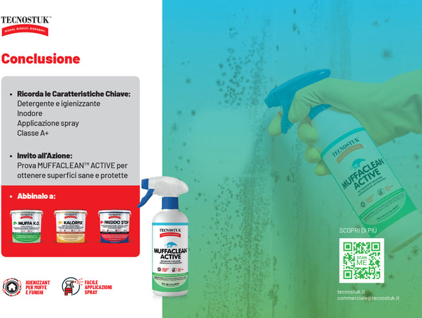 MuffaClean Active 250ml Tecnostuk Detergente e igienizzante Inodore Applicazione spray Classe A+