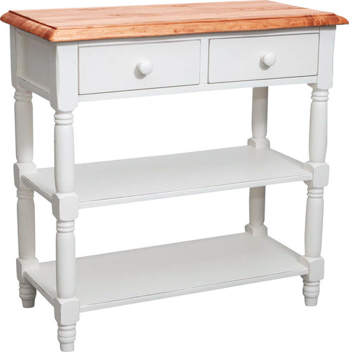 Biscottini Tavolino Country in legno massello di tiglio struttura bianca anticata e finitura naturale L80xPR38xH80 cm Made in Italy