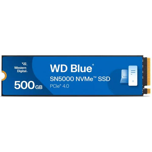 Western Digital WD Blue SN5000 NVMe 500 GB M.2 PCI Express 4.0 3D TLC NAND (WD Blue SN5000 [WDS500G4B0E-00CNZ0] 500GB NVMe SSD, M.2 Interface, PCIe Gen4, 2280, Read 5000MB/s, Write 4000MB/s, 5 Year W