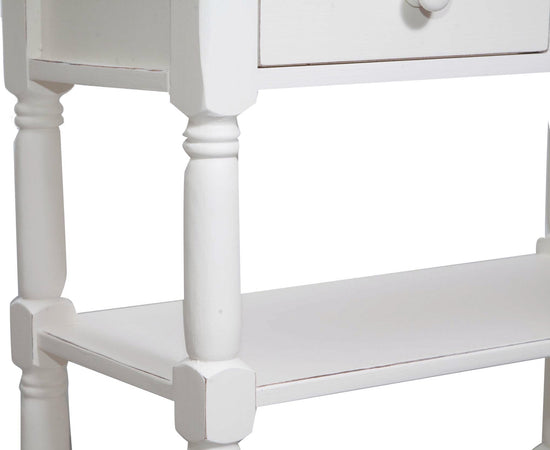 Biscottini Tavolino Country in legno massello di tiglio struttura bianca anticata e finitura naturale L80xPR38xH80 cm Made in Italy