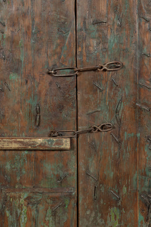 Biscottini Porta portone in legno massello e ferro da interno o da esterno vecchia e antica medievale scorrevole